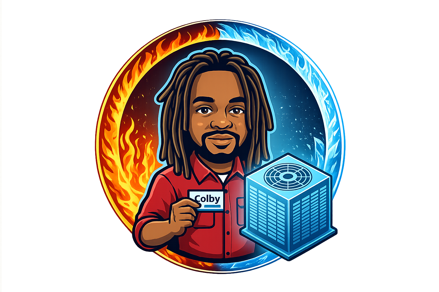 HVAC Service Visual — Fire and Ice theme